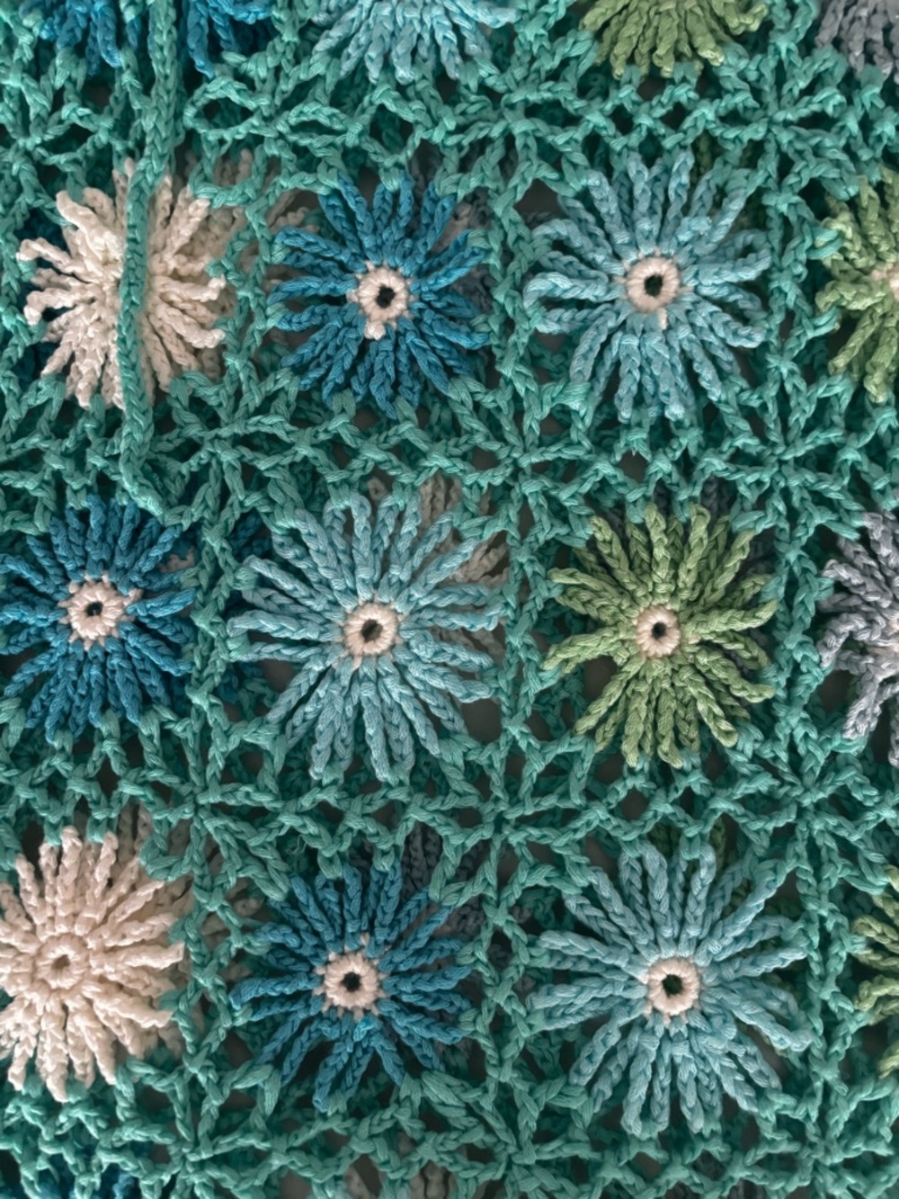 Show Me Your Mumu Crochet Floral Tunic in Teal and White beach cover up - Picture 3 of 3